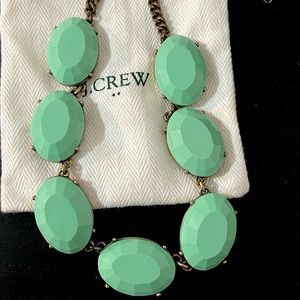 J. Crew Green Brass Gold Statement Necklace